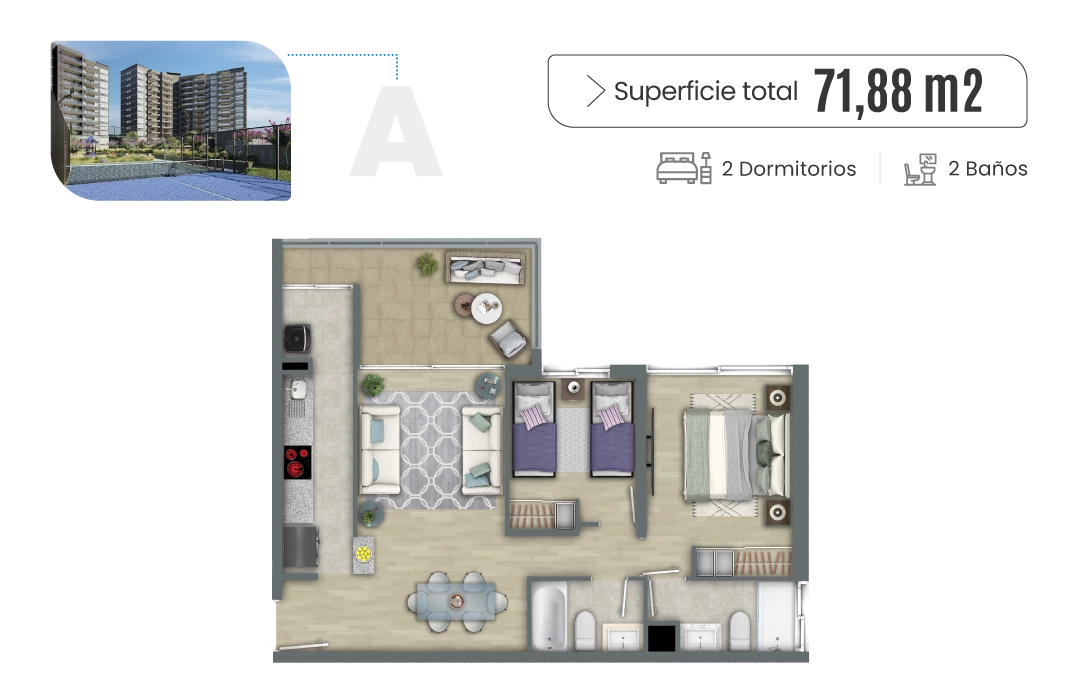 Plano Tipo A - Vista ampliada