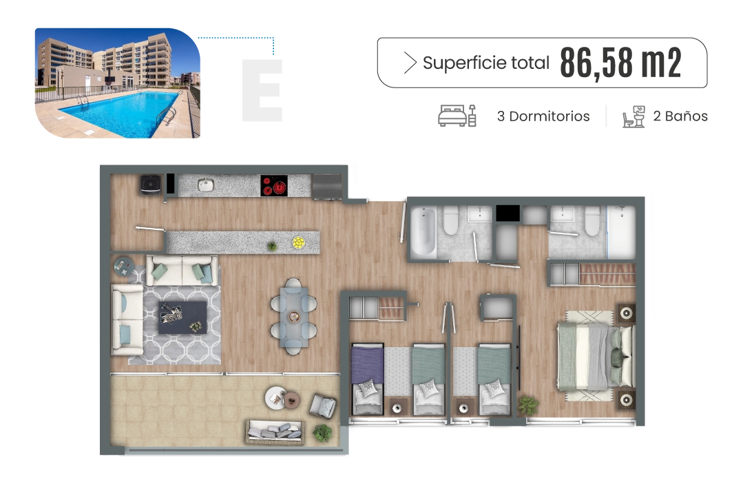 Plano Tipo A - Vista ampliada