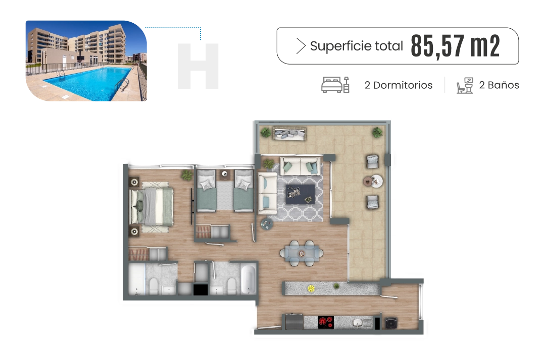 Plano Tipo A - Vista ampliada