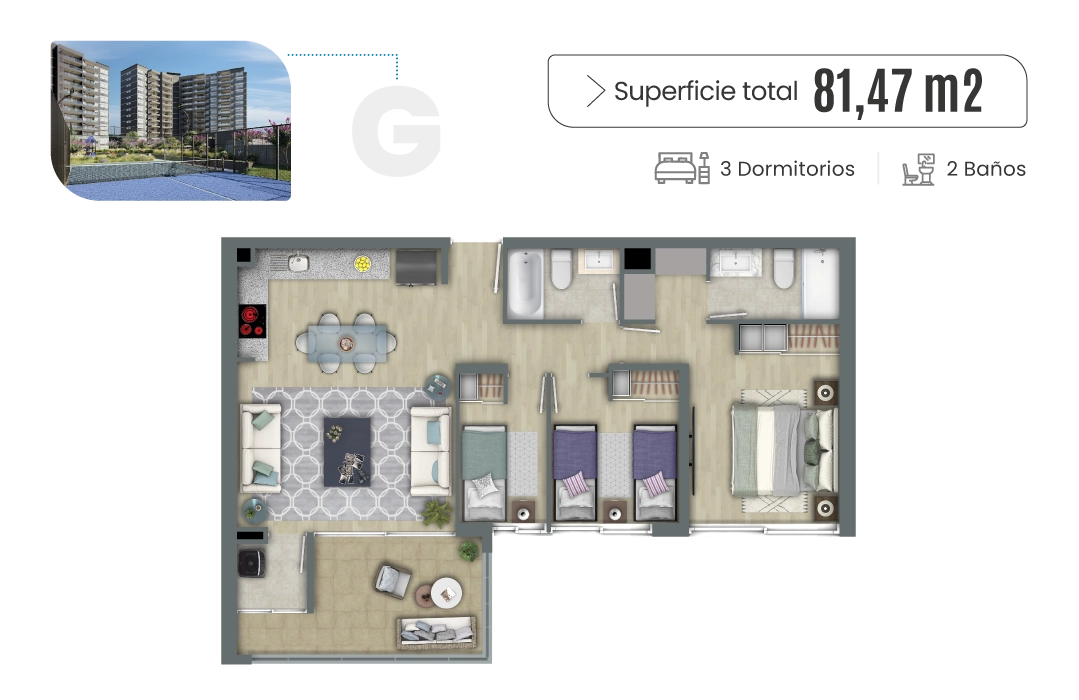 Plano Tipo A - Vista ampliada