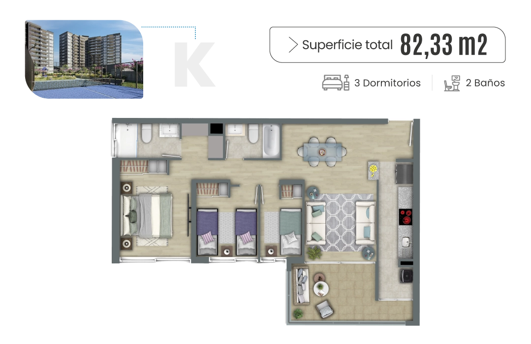 Plano Tipo A - Vista ampliada